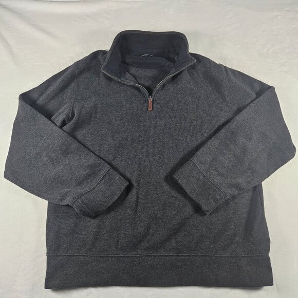 Lands' End Men's Pullover Sweater Sz L 42-44 100% Cotton Half-Zip Charco… - Picture 3 of 10